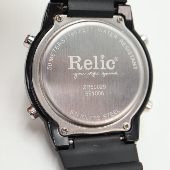 Relic by Fossil Black Digital Watch 42mm Alarm Chrono Timer w New Battery - Picture 15 of 15